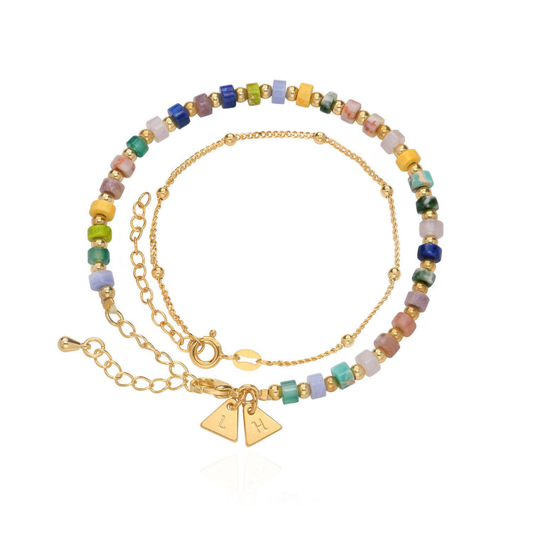Resort/Tropical/Pacific Layered Beads Bracelet/Anklet with Initials