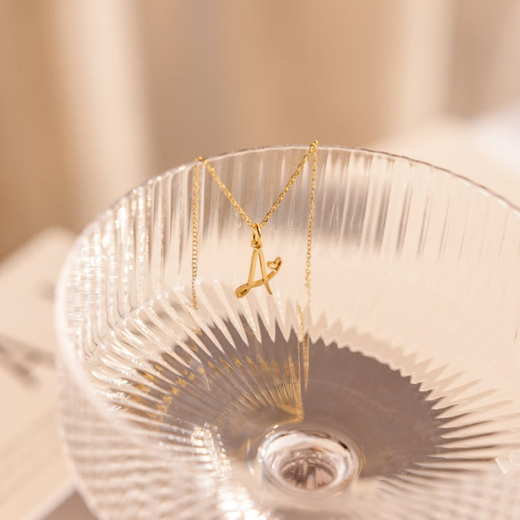 925 Sterling Silver Initial Heart Necklace Custom Letter Necklace