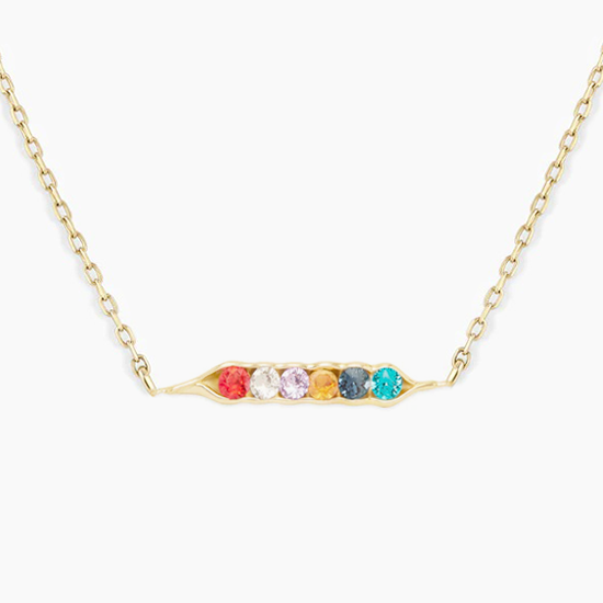 925 argent sterling personnalisé pois pierre de naissance dans un collier pod