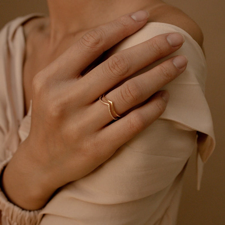 925 Sterling Silver Thin Minimalist Chevron Ring Gift for Her