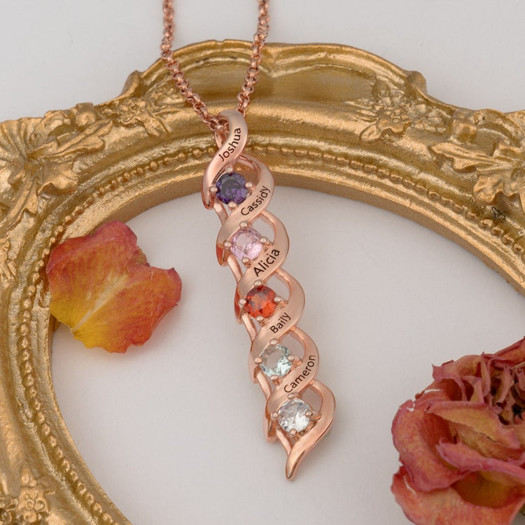 925 Collier en argent sterling personnalisé 1-8 gravures et pierres de naissance