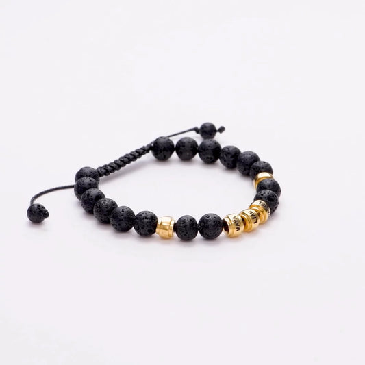 Lava Stones & Custom Vermeil Beads- Men'S Beaded Bracelet