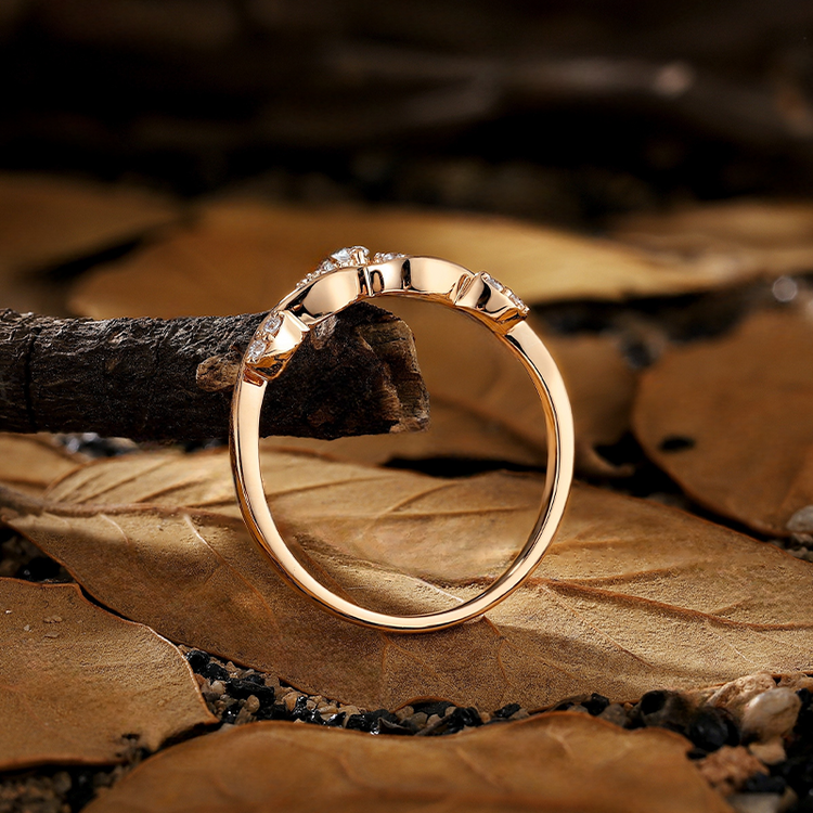 Bague de fiançailles en argent sterling 925, bande d'empilage antique en branche d'olive