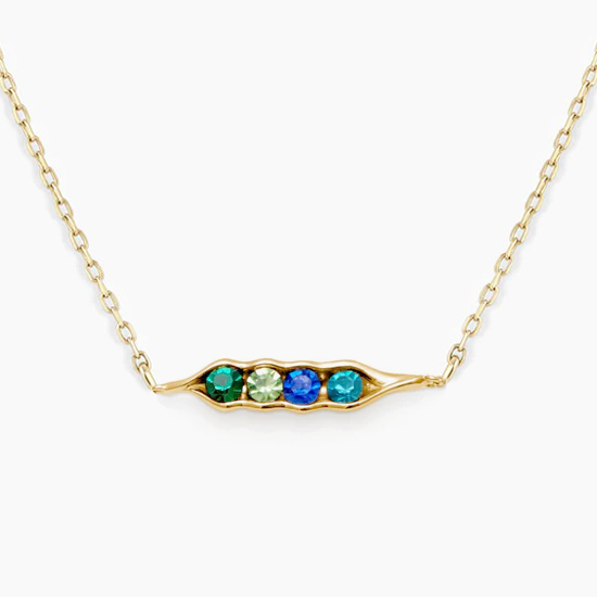 925 argent sterling personnalisé pois pierre de naissance dans un collier pod