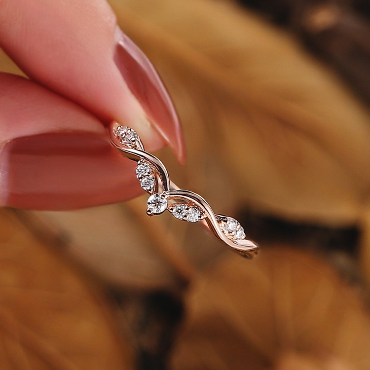 Bague de fiançailles en argent sterling 925, bande d'empilage antique en branche d'olive