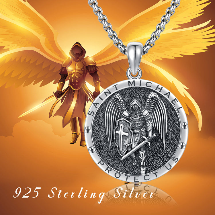 925 Sterling Silver Saint Michael Necklace St.michael Archangel Jewelry