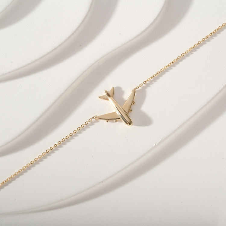 925 Sterling Silver Minimalist Airplane Pilot Bracelet