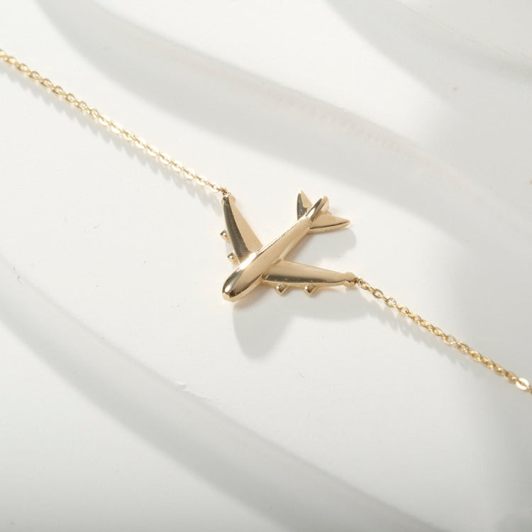 925 Sterling Silver Minimalist Airplane Pilot Bracelet