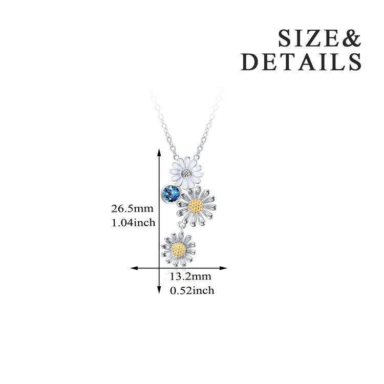 925 Sterling Silver Daisy Flower Pendant Necklace Jewelry