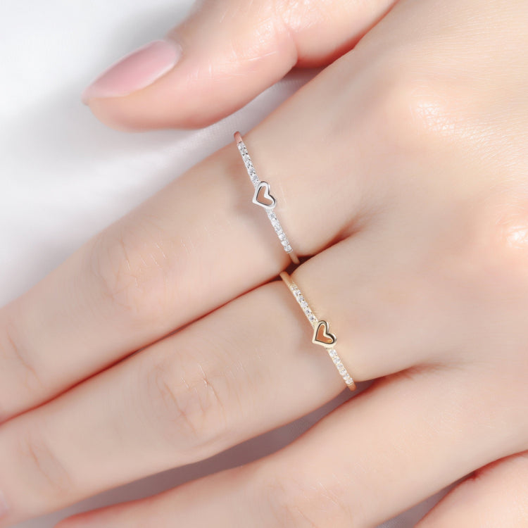 925 Sterling Silver Dainty Promise Ring Bestfriend Friendship Ring Simple Minimalist Tiny Heart Ring Stackable