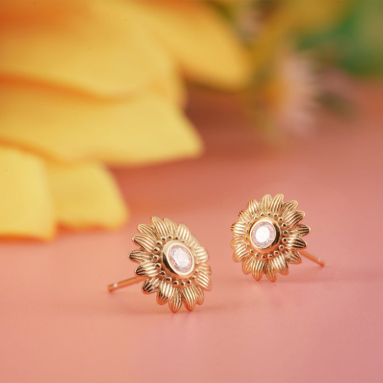 925 Sterling Silver Golden Sunflower Earrings