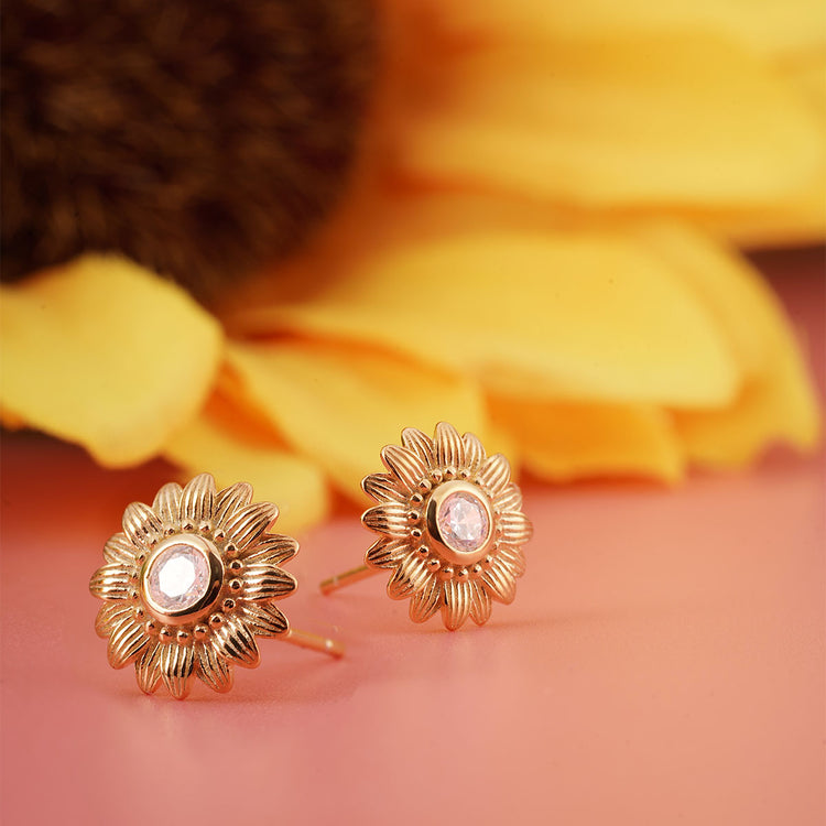 925 Sterling Silver Golden Sunflower Earrings