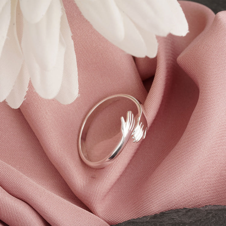925 Sterling Silver Adjustable Love Hug Ring