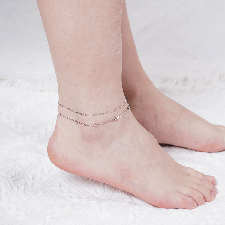 925 Sterling Silver Double Chain Anklet