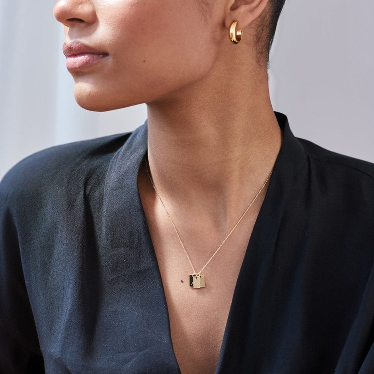 Collier Initiale 2 Barres Verticales Gravées en Argent 925