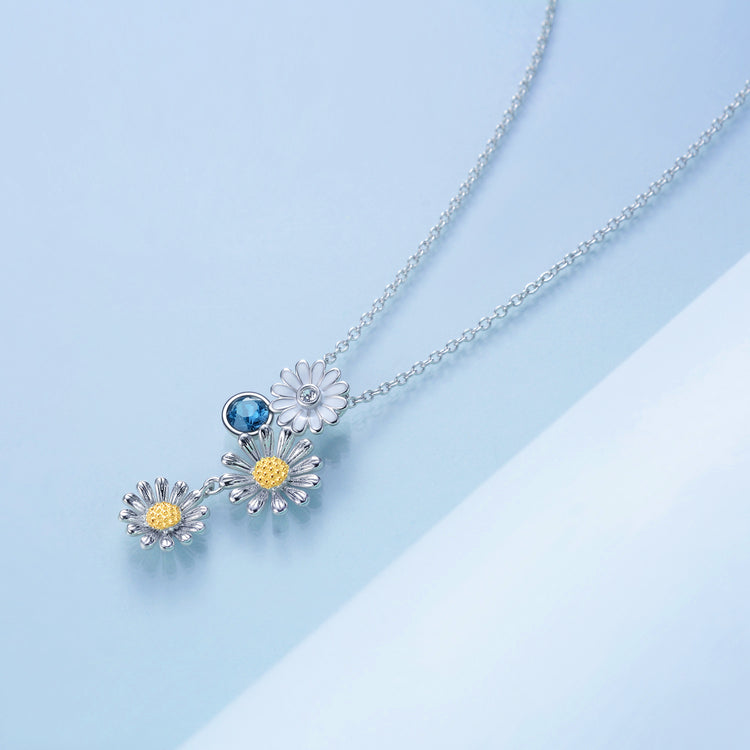 925 Sterling Silver Daisy Flower Pendant Necklace Jewelry