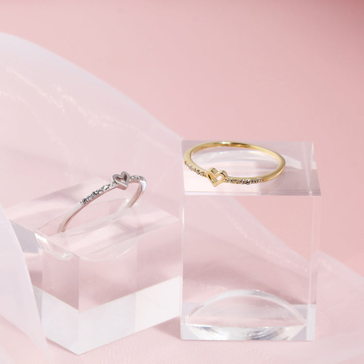 925 Sterling Silver Dainty Promise Ring Bestfriend Friendship Ring Simple Minimalist Tiny Heart Ring Stackable