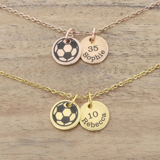 925 Sterling Silver Soccer Necklace • Personalized Player Number Name • Little Girls Tots • Soccer Mom • Mothers Day • Soccer Gift School Varsity High School