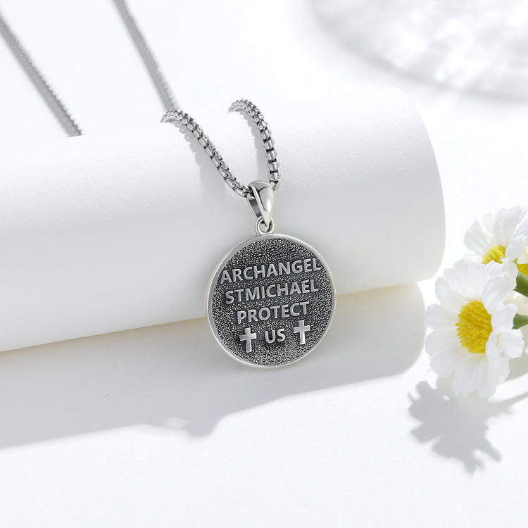 925 Sterling Silver Saint Michael Necklace St.michael Archangel Jewelry