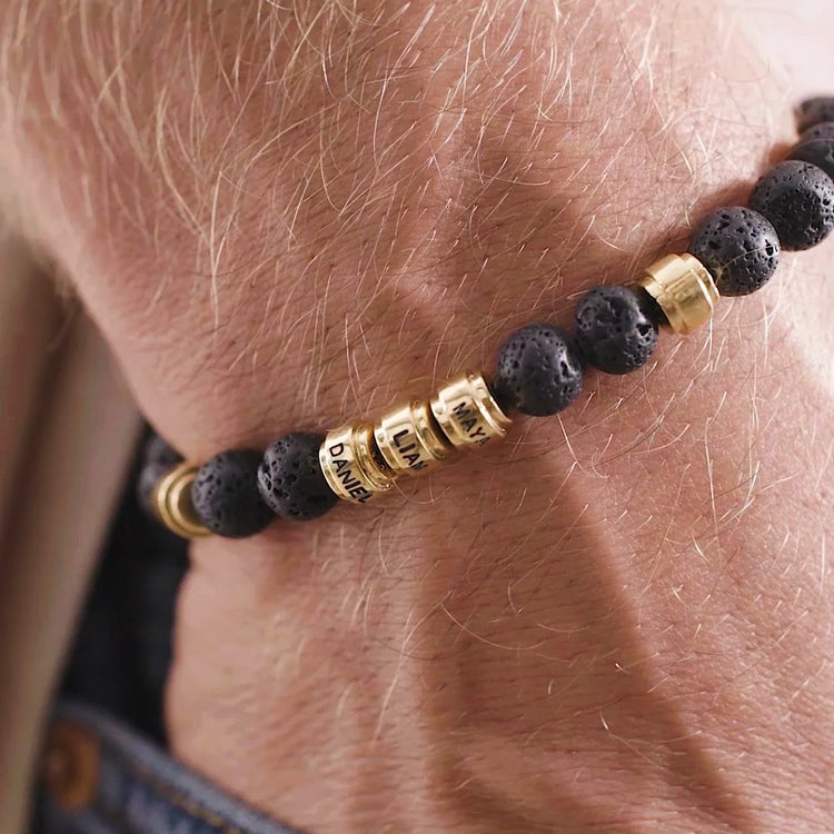 Lava Stones & Custom Vermeil Beads- Men'S Beaded Bracelet