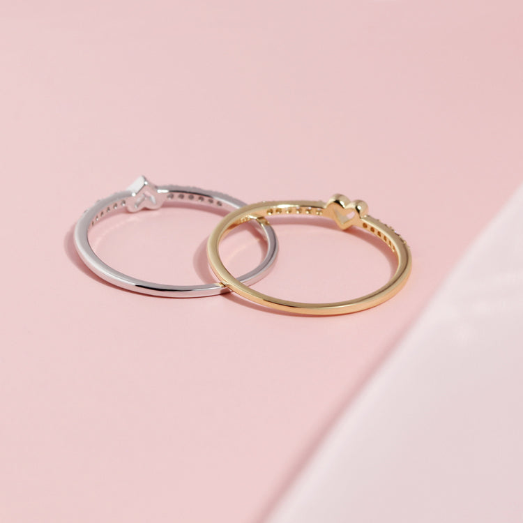 925 Sterling Silver Dainty Promise Ring Bestfriend Friendship Ring Simple Minimalist Tiny Heart Ring Stackable