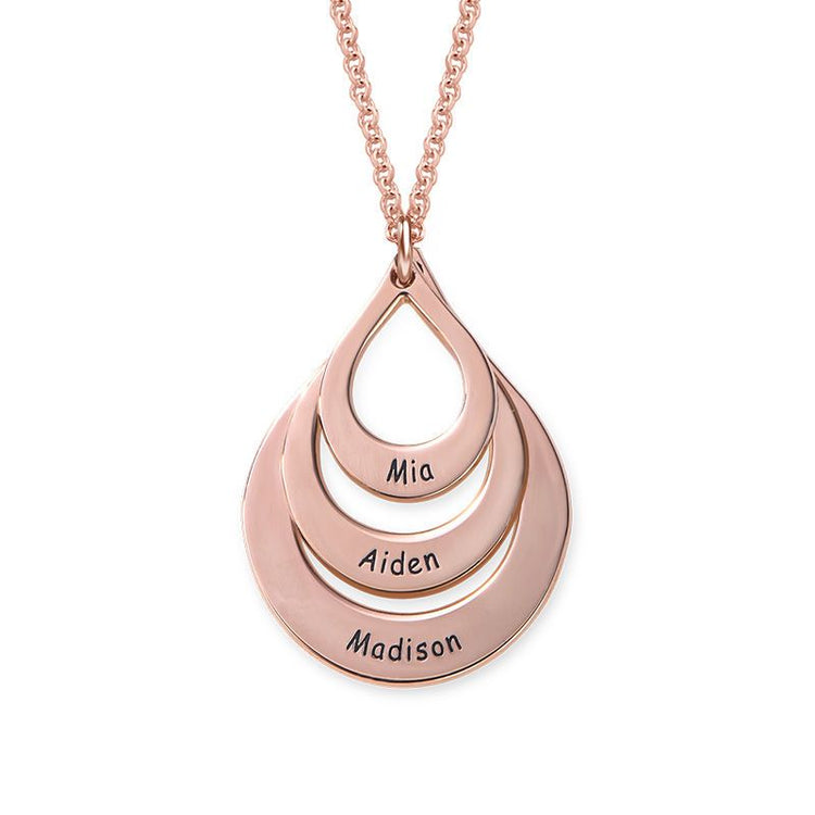 925 Sterling Silver Engrave Drop Model Family Necklace