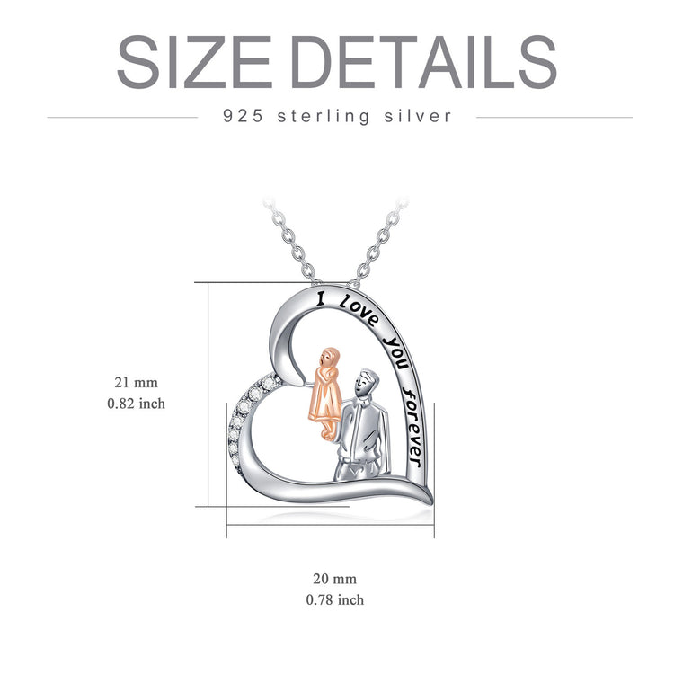 925 Sterling Silver Daughter Gift from Dad Daughter Heart Pendant Necklace