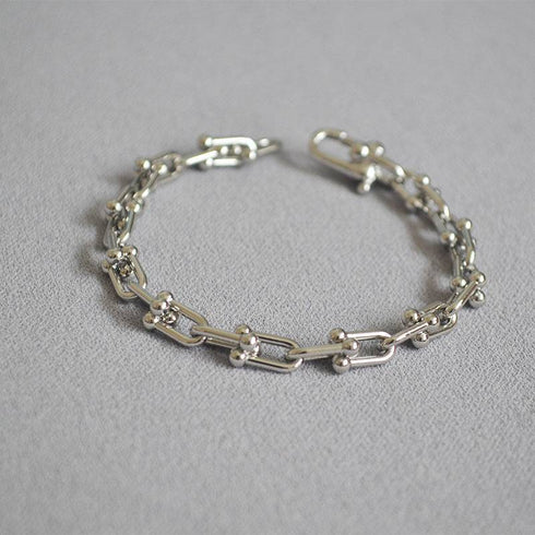 Gold Plated On Brass U Shape Closure Chain Bracelet