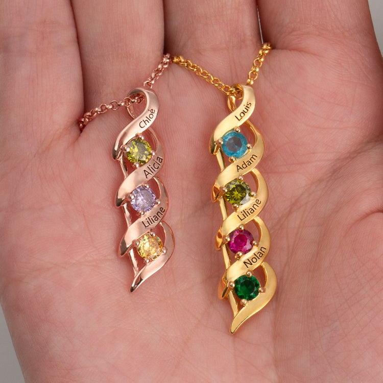 925 Collier en argent sterling personnalisé 1-8 gravures et pierres de naissance