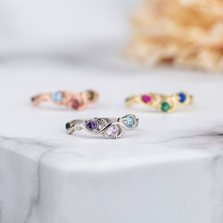 925 Sterling Silver 3 Birthstone Ring, Personalized Gift, Handmade Jewelry, Mothers Family Ring, Gift For Her, Customizable Jewel