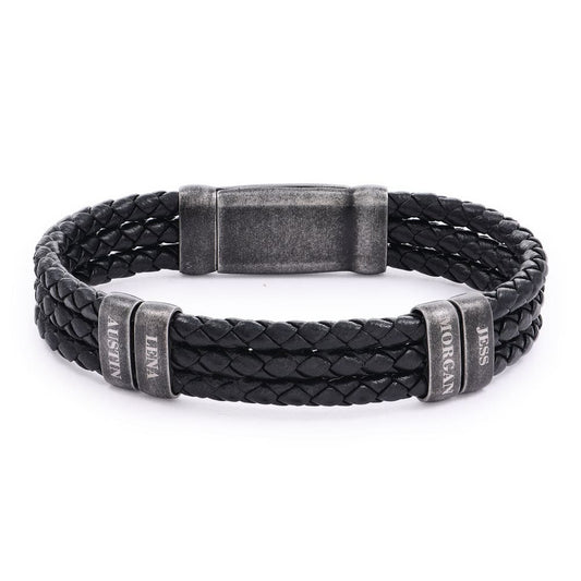 Bracelet en cuir pour hommes, bracelet gravé personnalisé pour hommes, bracelet de fête des pères