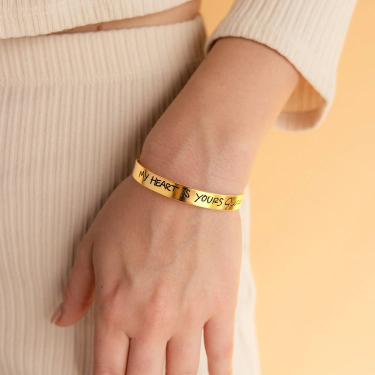 925 Sterling Silver Personalized Engraved Large Cuff Bracelet Inspirational Bracelet