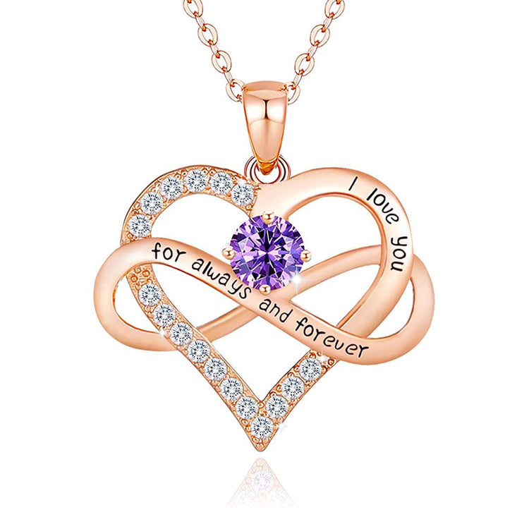 925 Sterling Silver Infinity Heart Pendant Necklace With Birthstone