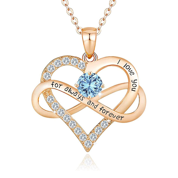925 Sterling Silver Infinity Heart Pendant Necklace With Birthstone