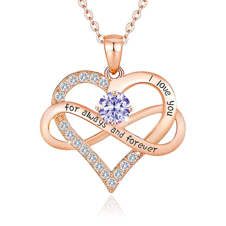 925 Sterling Silver Infinity Heart Pendant Necklace With Birthstone