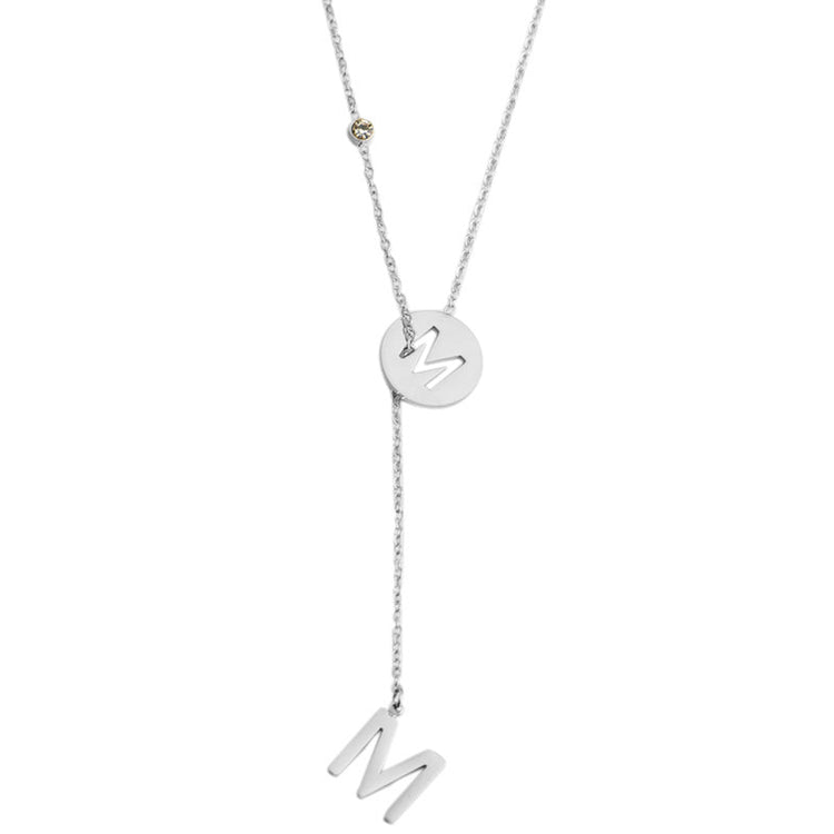 925 Sterling Silver Y Lariat Initial Necklace