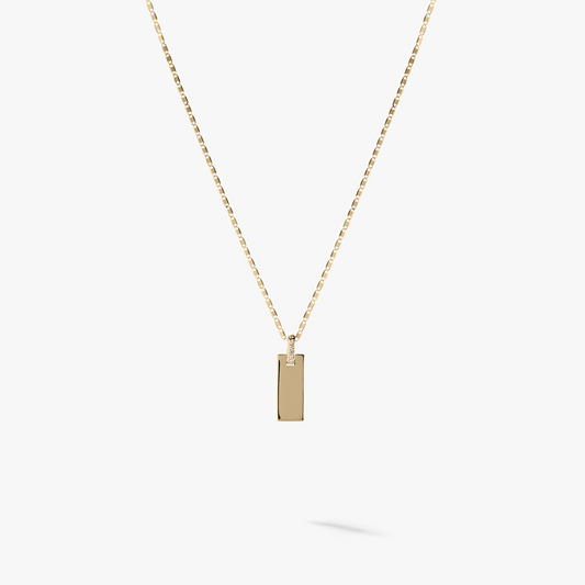 925 Sterling Silver Diamonds Flawless Tag Pendant Necklace