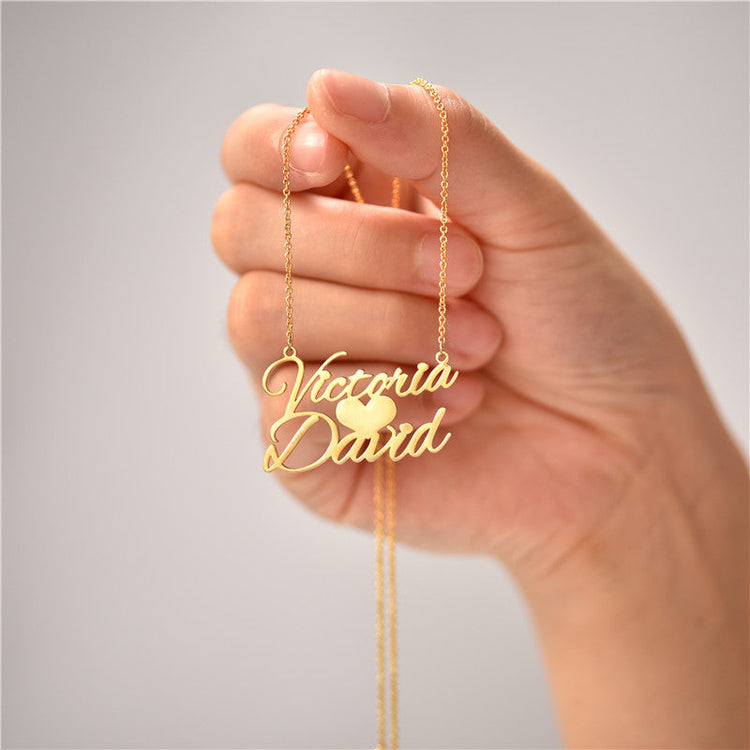 925 Sterling Silver Sweet Love Heart Name Necklace Nameplate Necklace - onlyone