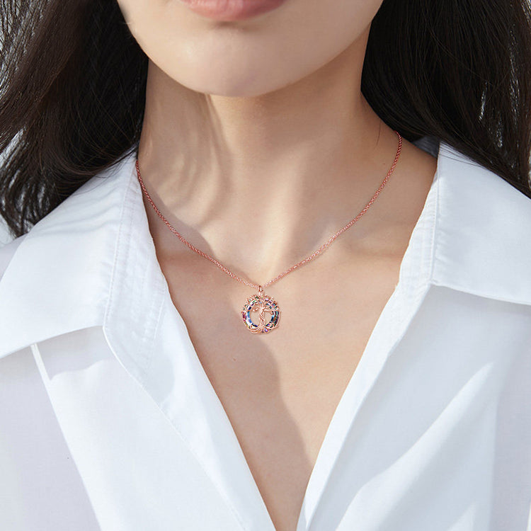 925 Sterling Silber Baum des Lebens Halsketten Stammbaum Halskette mit Kristalls chmuck