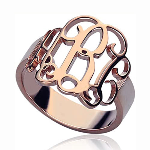 925 Sterling Silver Personalized Cut Out Monogram Ring - onlyone