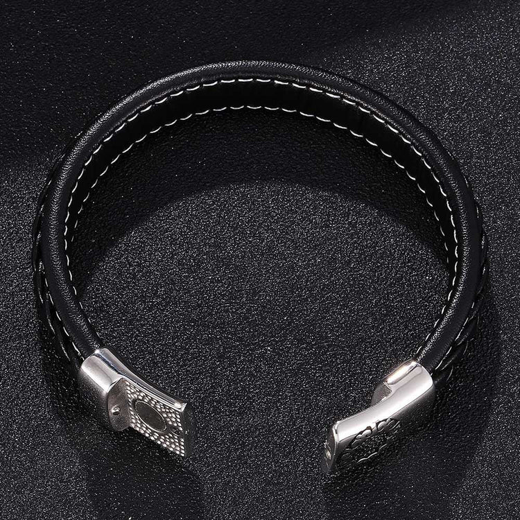 Stainless Steel Fashion Cloud Magnetic Buckle Bracelet, Father's Day Bracelet, Mens Leather Bracelet - onlyone