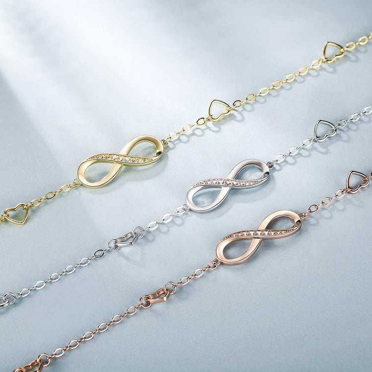 925 Sterling Silver Infinity Adjustable Anklet Bracelet - onlyone