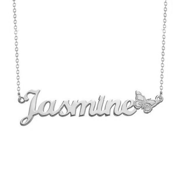 Collier nom personnalisé papillon en argent sterling 925
