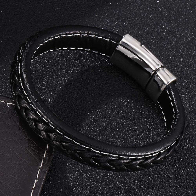Stainless Steel Fashion Cloud Magnetic Buckle Bracelet, Father's Day Bracelet, Mens Leather Bracelet - onlyone