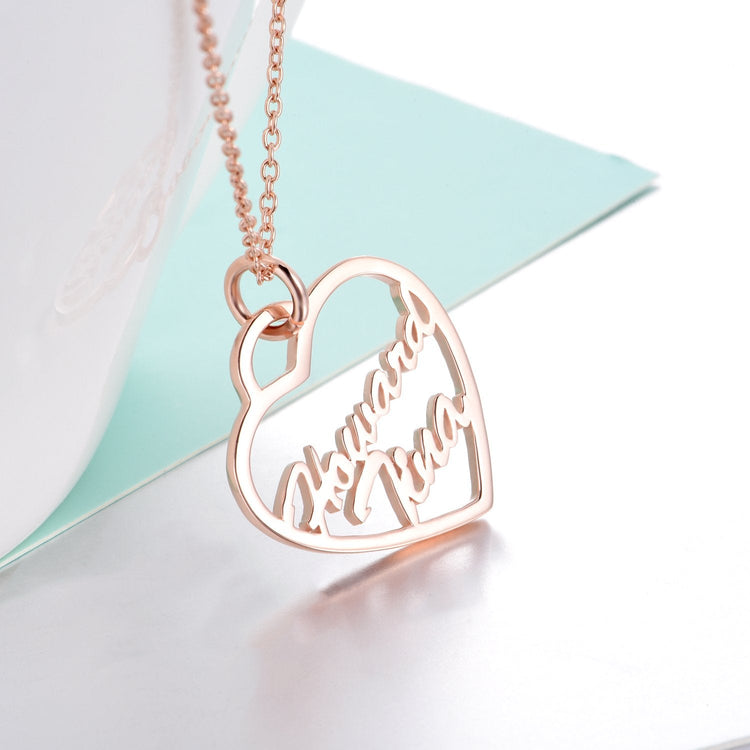925 Sterling Silver Heart Name Necklace Nameplate Necklace - onlyone