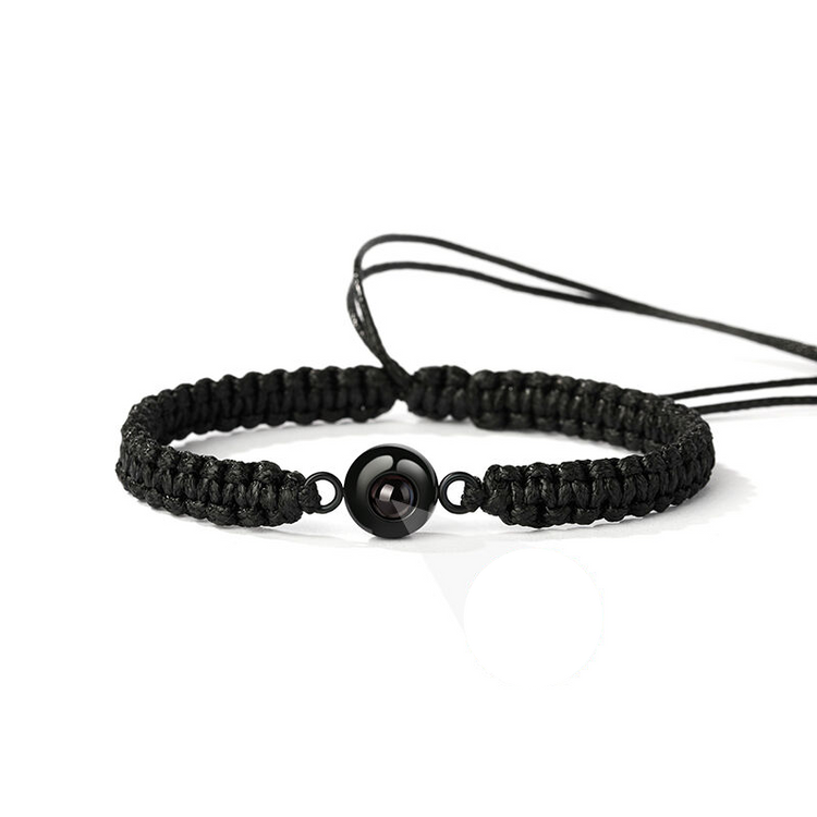 Personalized Braided Black Rope Photo Projection Bracelet Sweet Cool Gift