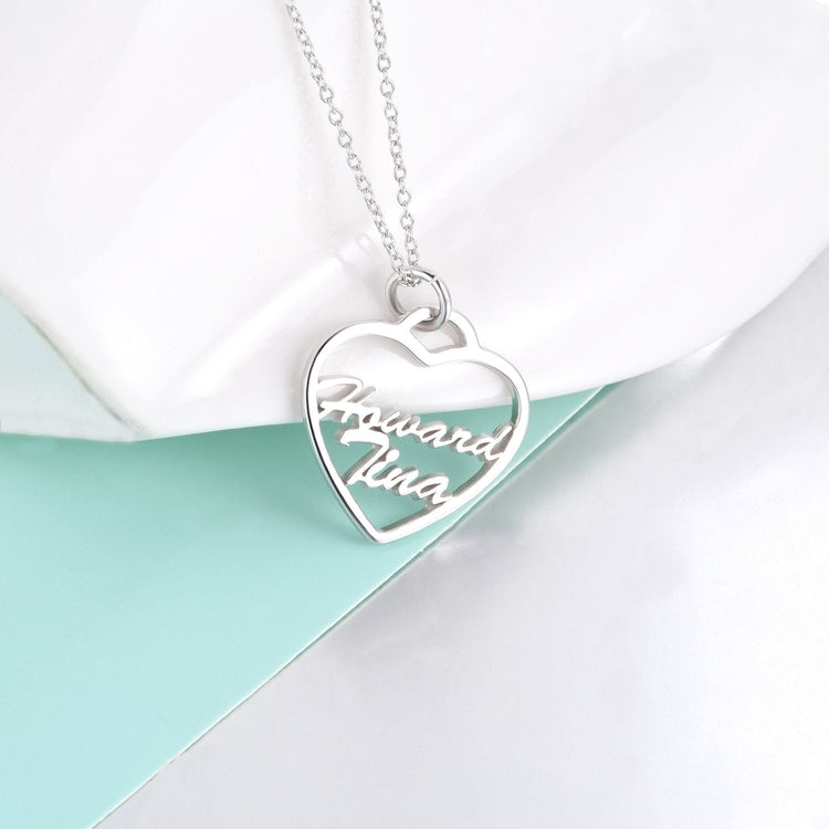 925 Sterling Silver Heart Name Necklace Nameplate Necklace - onlyone