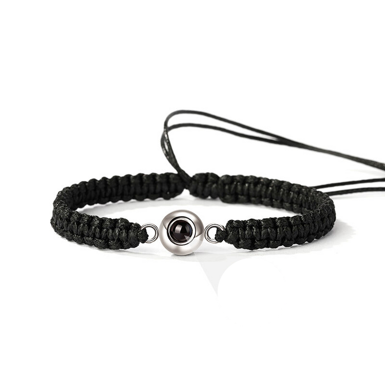 Personalized Braided Black Rope Photo Projection Bracelet Sweet Cool Gift