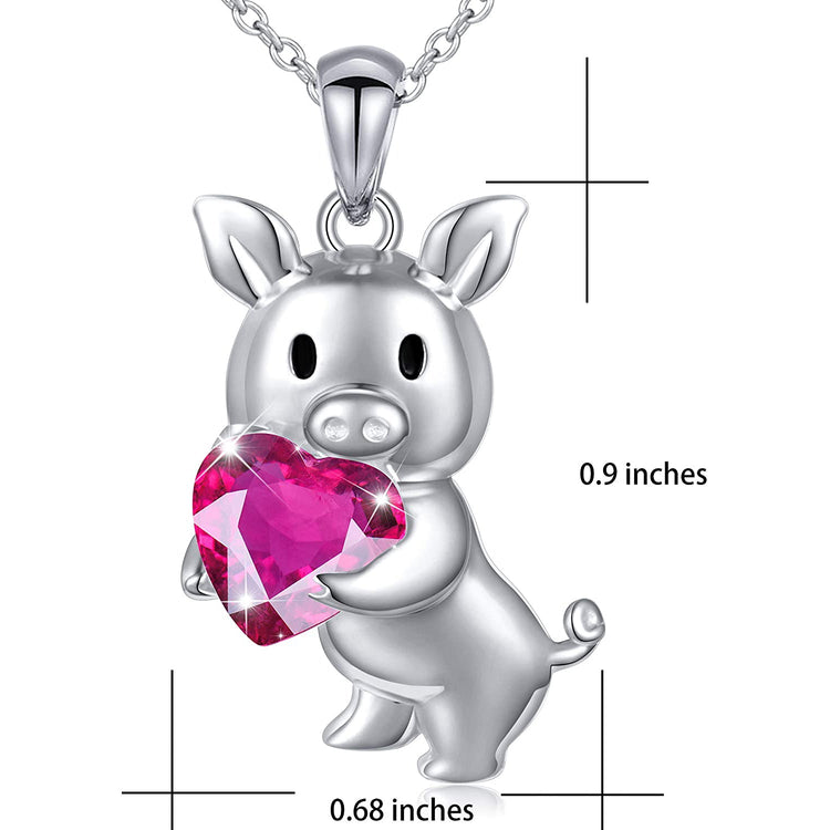 925 Sterling Silver Cute Animal Jewelry Cubic Zirconia Love Heart Pendant Necklace for Women - onlyone