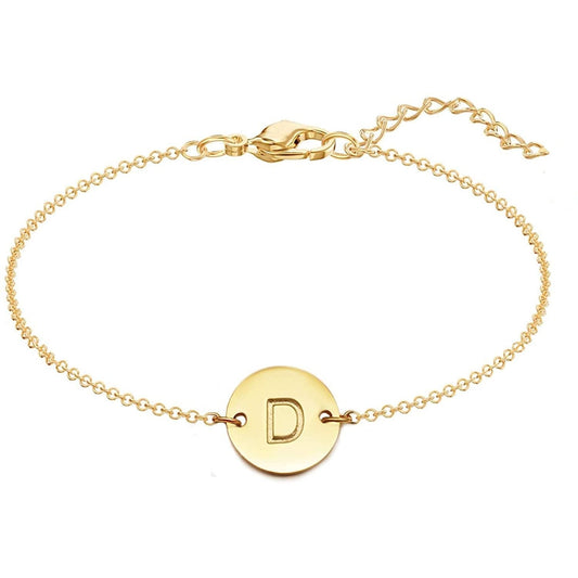 925 Sterling Silver Coin Initial Bracelet - onlyone